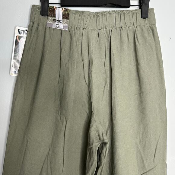 Rewash Women's Olive Green Button Fly High Rise Wide Leg Linen Blend Pants S NWT - Picture 9 of 10